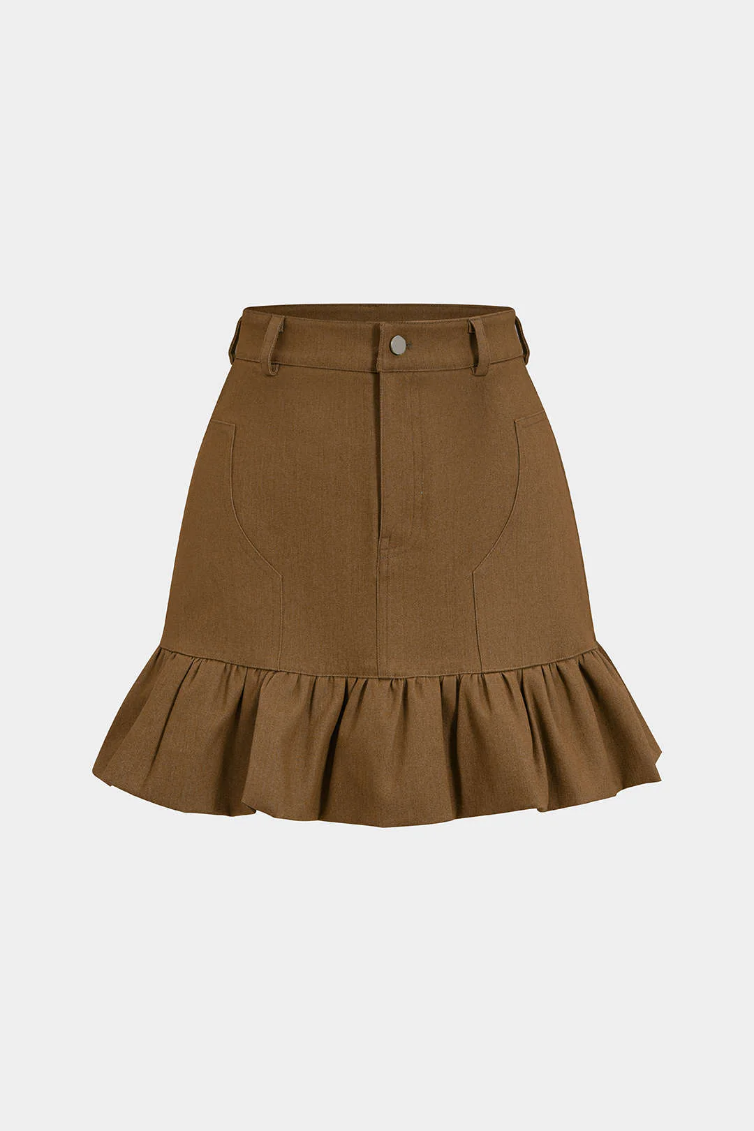 Denim High Waist Ruched Hem Skirt - Flockneti