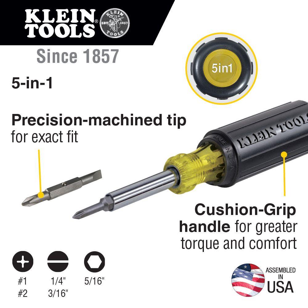 Klein Tools 5-in-1 Screwdriver/Nut Driver - Flockneti