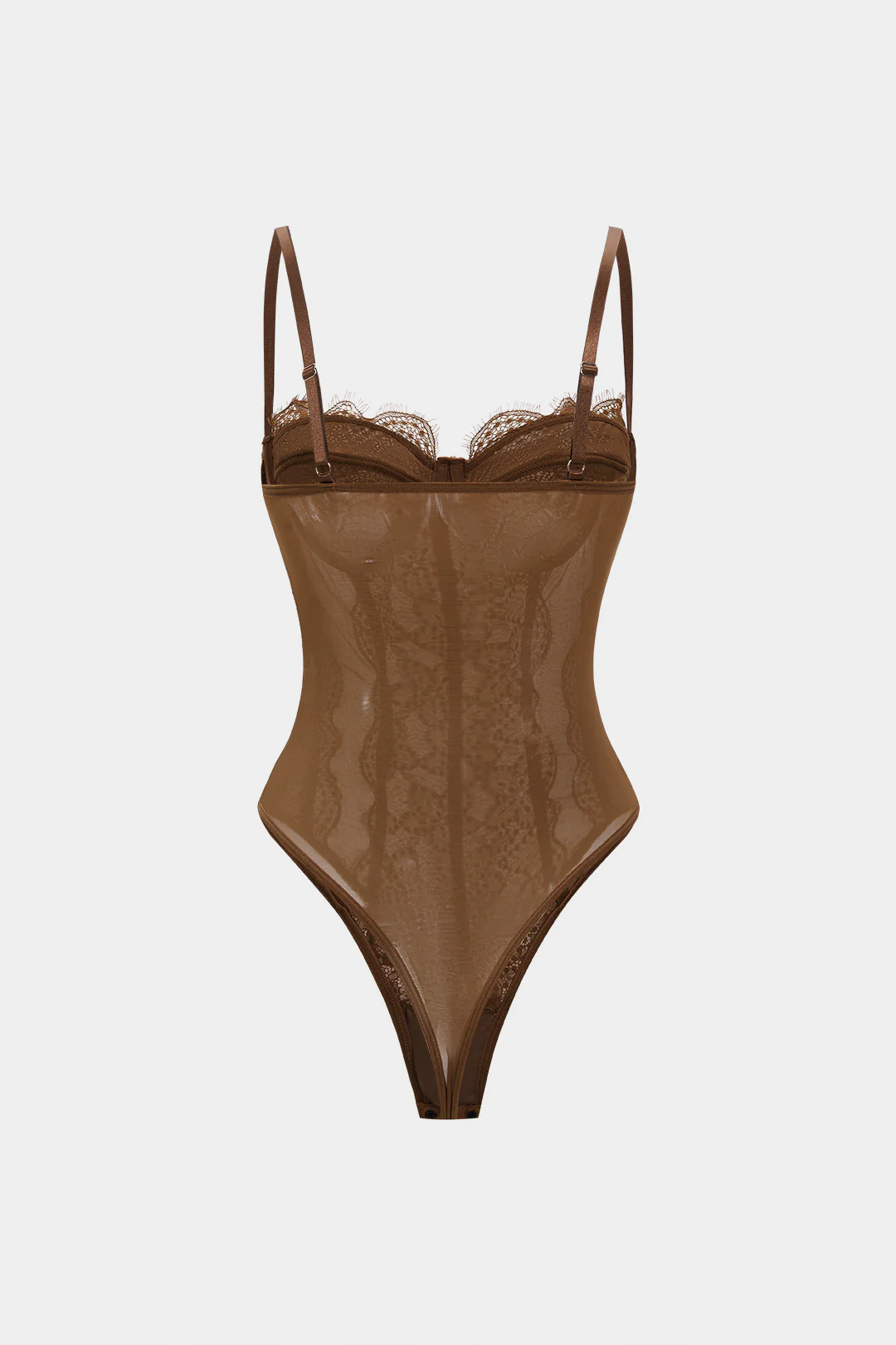 Mesh Sheer Patchwork Bustier Corset Slip Sleeveless Bodysuit - Flockneti