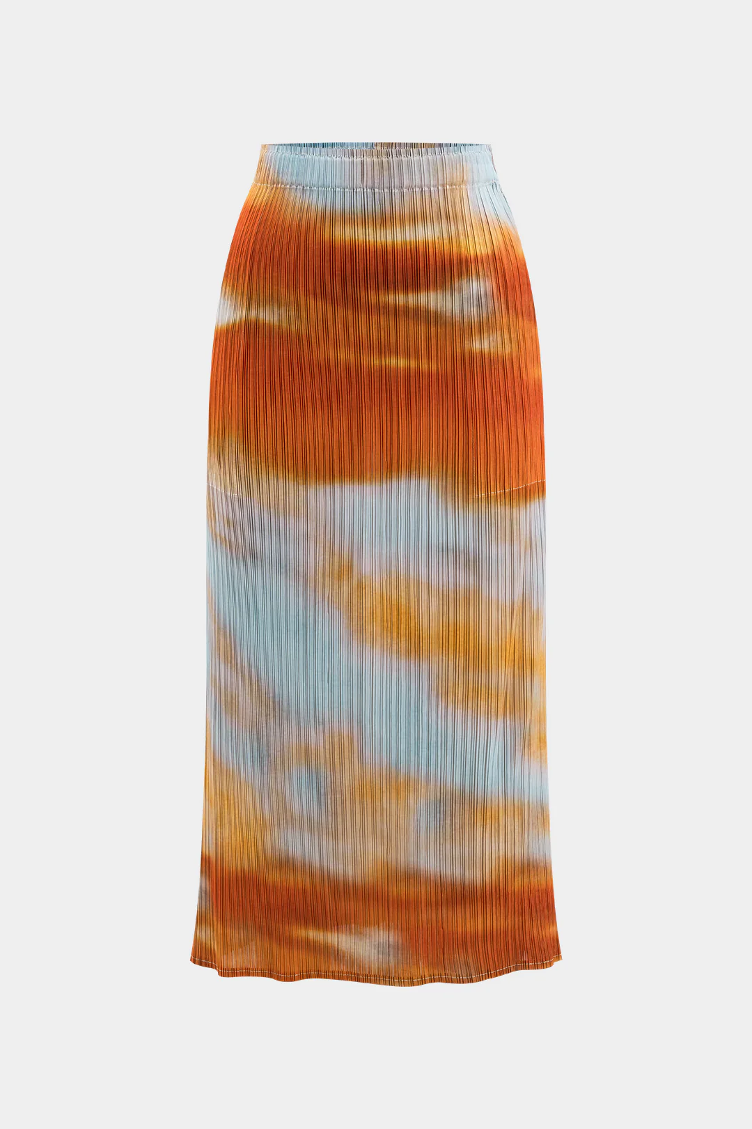 Tie Dye Print Pleated High Waist Split Skirt - Flockneti