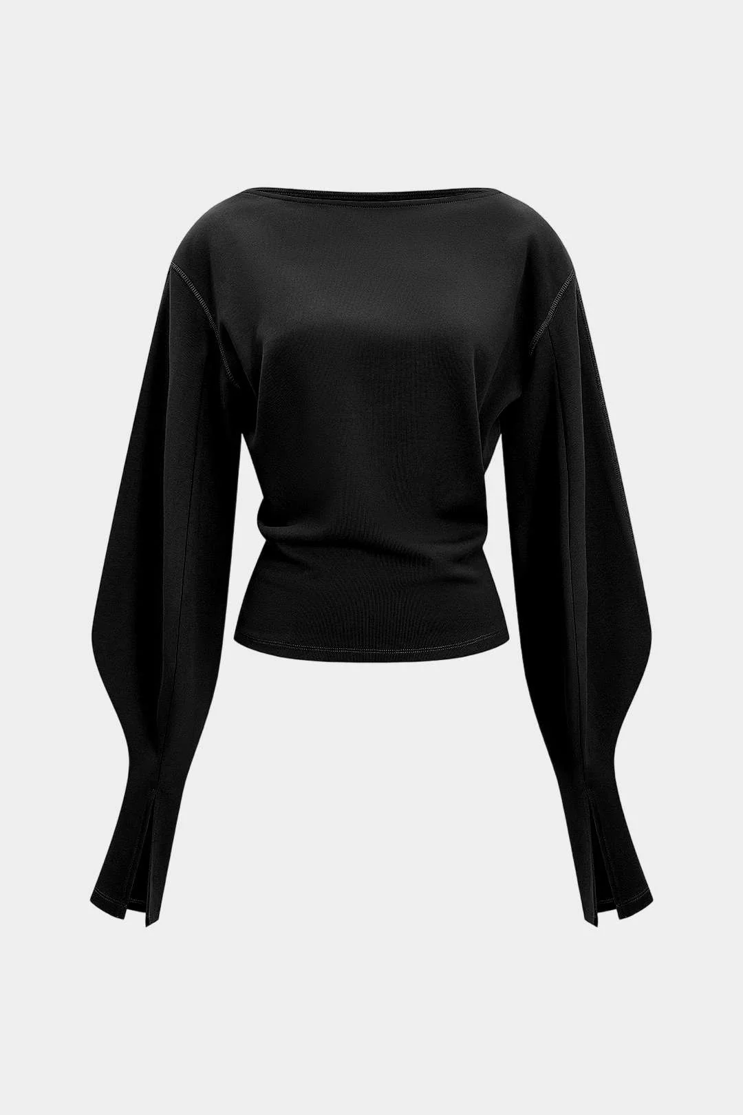 Off Shoulder Slit Corset Waist Gigot Sleeve Sweatshirt - Flockneti