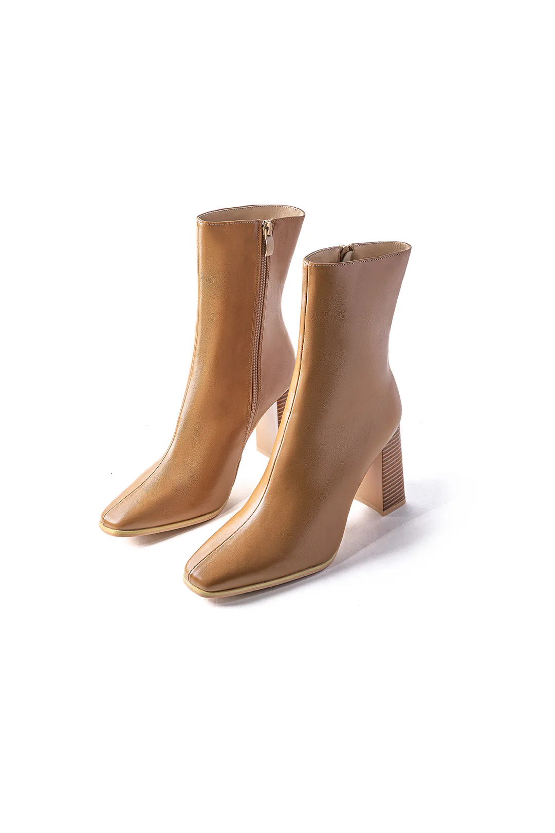 Square-Toe Leather Ankle Boots - Flockneti