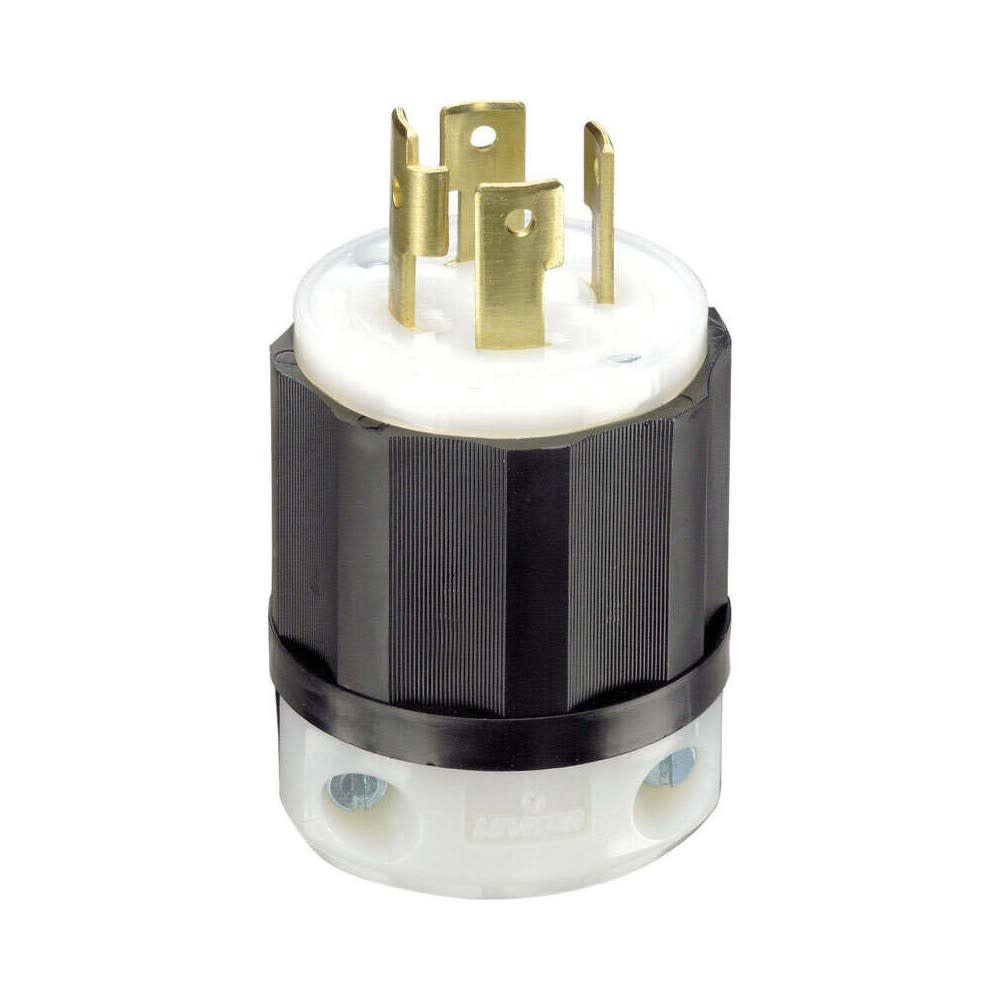 Leviton 30A 120/250V Nylon Black & White Grounded Locking Plug - Flockneti