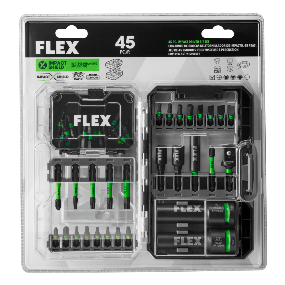 FLEX Impacks Impact Drill & Driver Bit Set 45pc - Flockneti