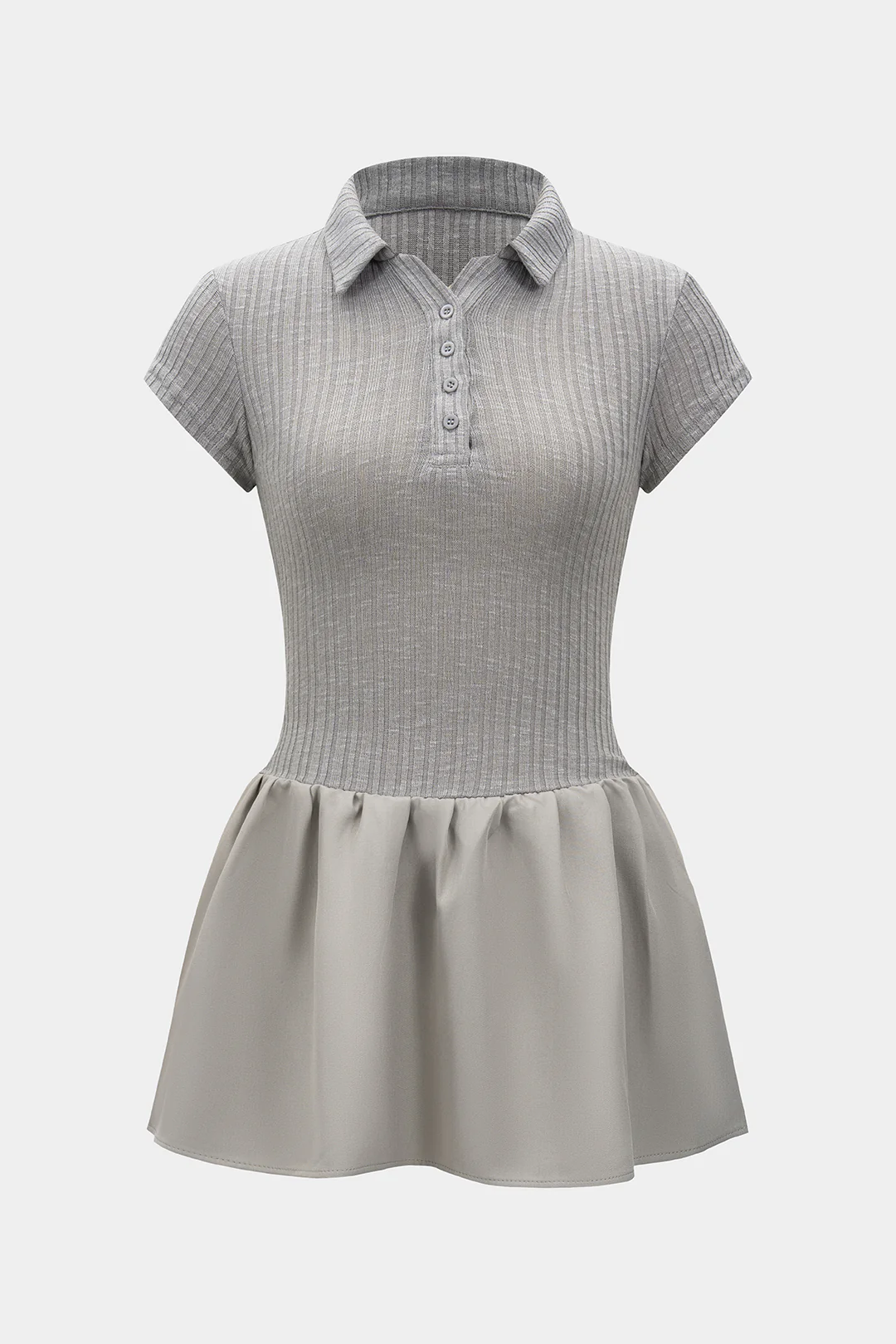 Knit Patchwork Short Sleeve Dress - Flockneti