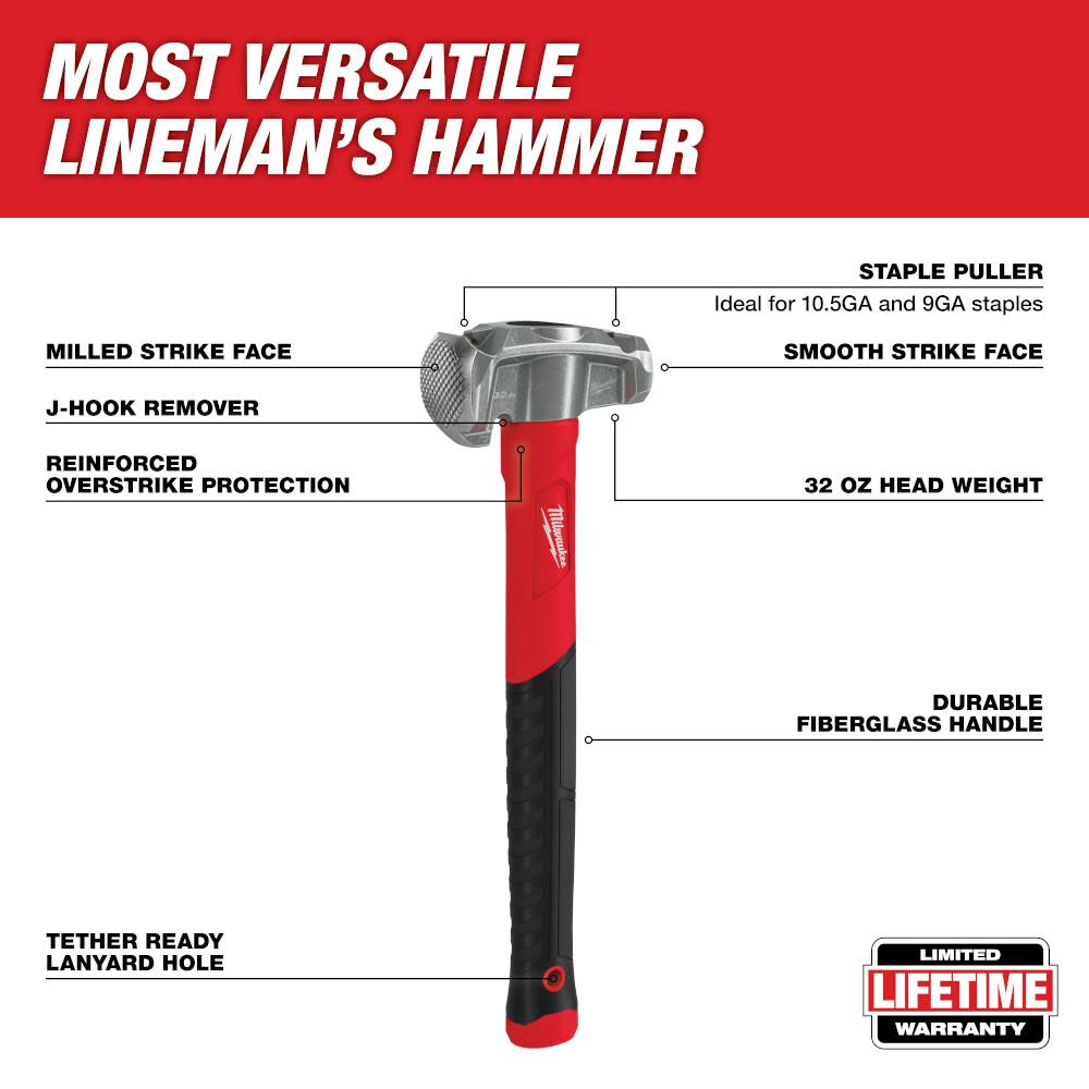 Milwaukee Lineman Hammer 4 in 1 - Flockneti