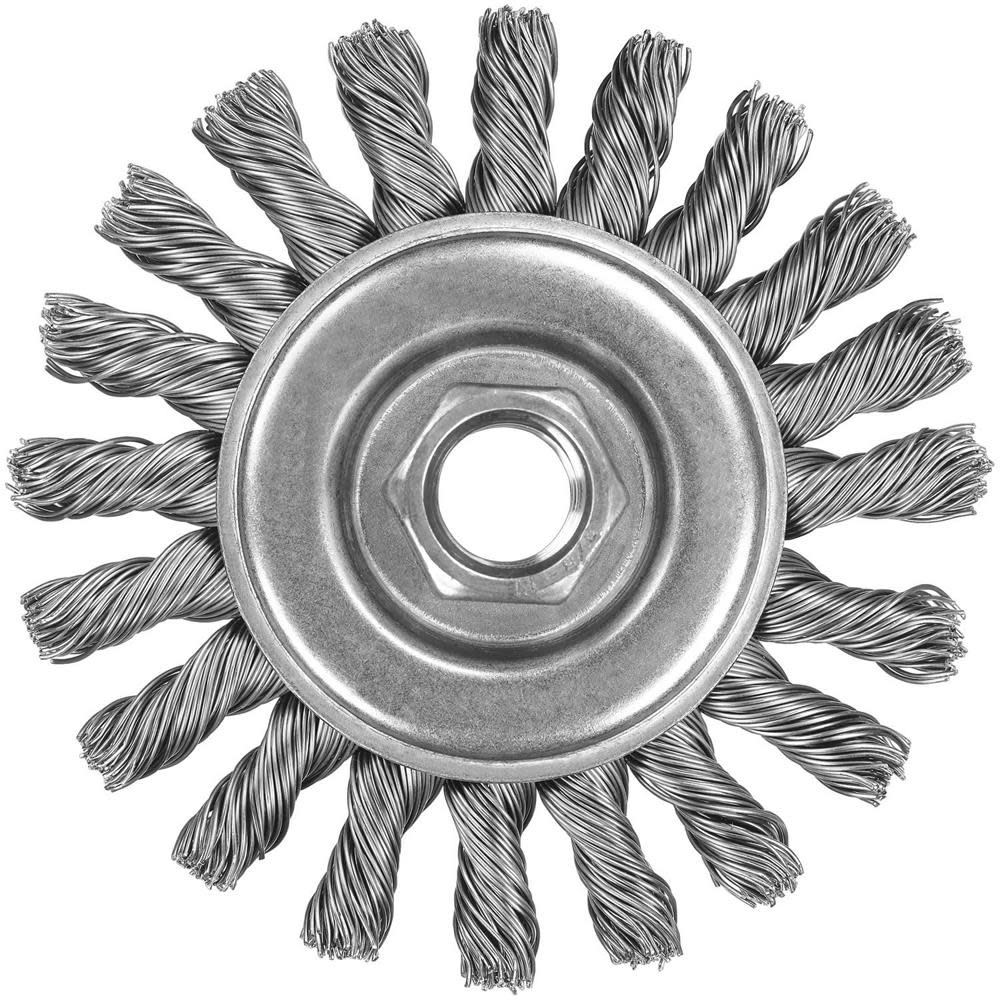DEWALT 6 In. Full Cable Twist Wire Wheel (Bulk) / Carbon Steel 5/8 In. to 11 Arbor .025 - Flockneti