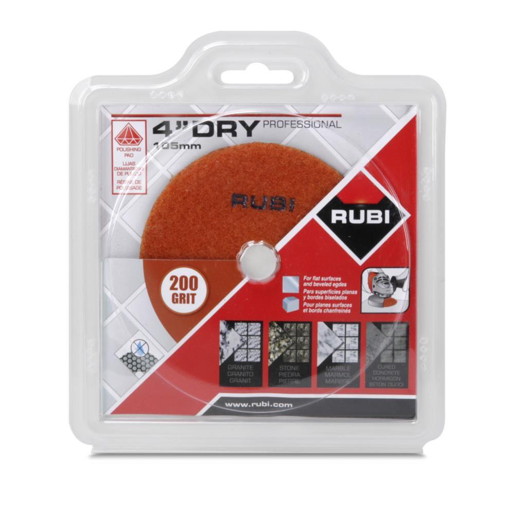 Rubi Tools Resin Dry Polishing Pad 200 Grit 4 In. - Flockneti