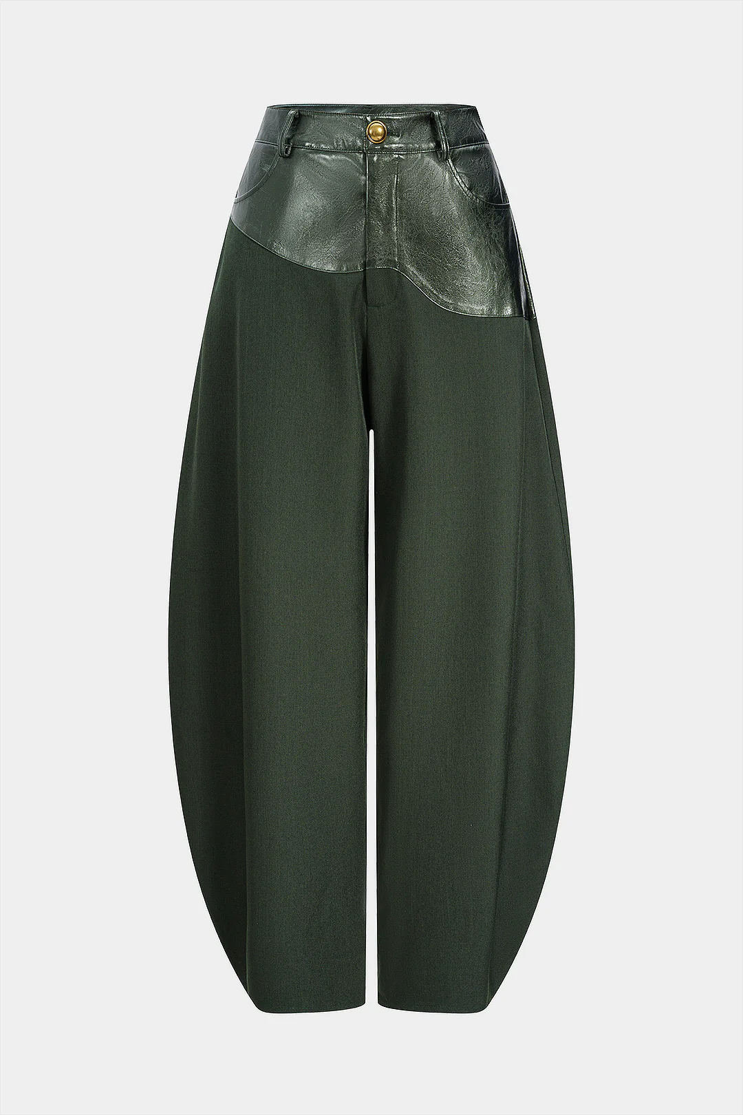 Faux Leather Patchwork Zipper Pocket Pants - Flockneti