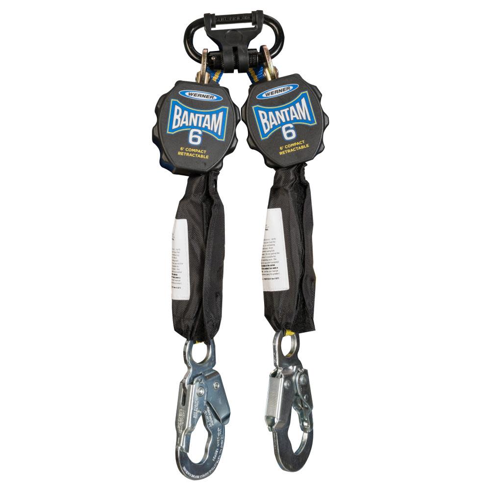 Werner 6 ft Bantam Twin Leg Web Self-Retracting Lifeline - Flockneti