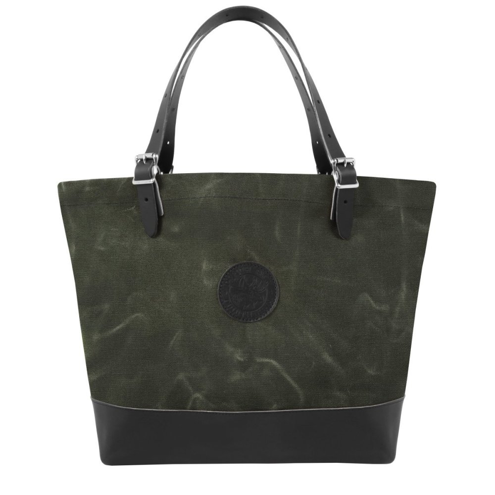 Duluth Pack 33 Liter Capacity Wax Olive Drab Deluxe Market Tote - Flockneti