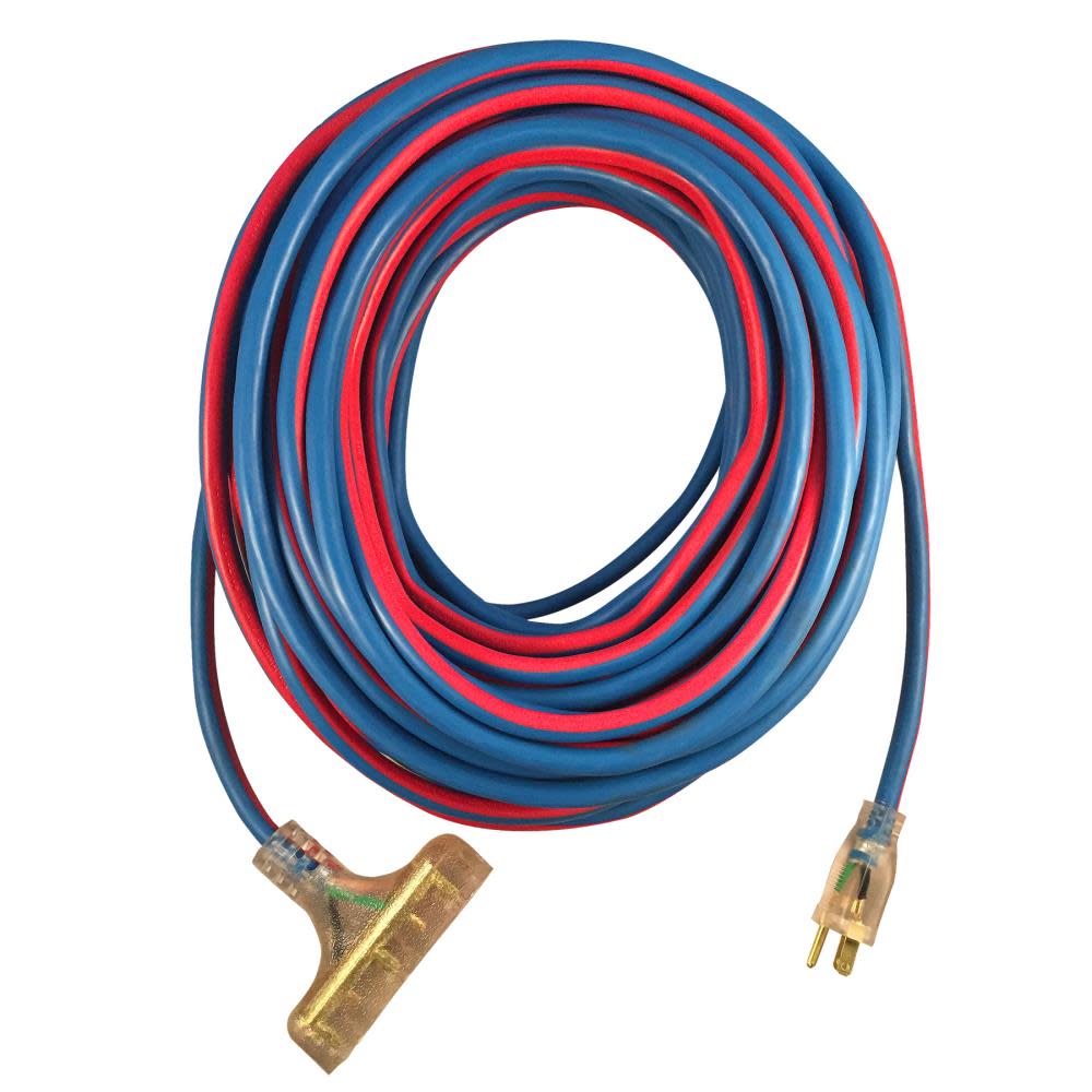 Voltec 100ft 12/3 SJEOW Extreme U-Ground Triple Tap Extension Cord - Flockneti