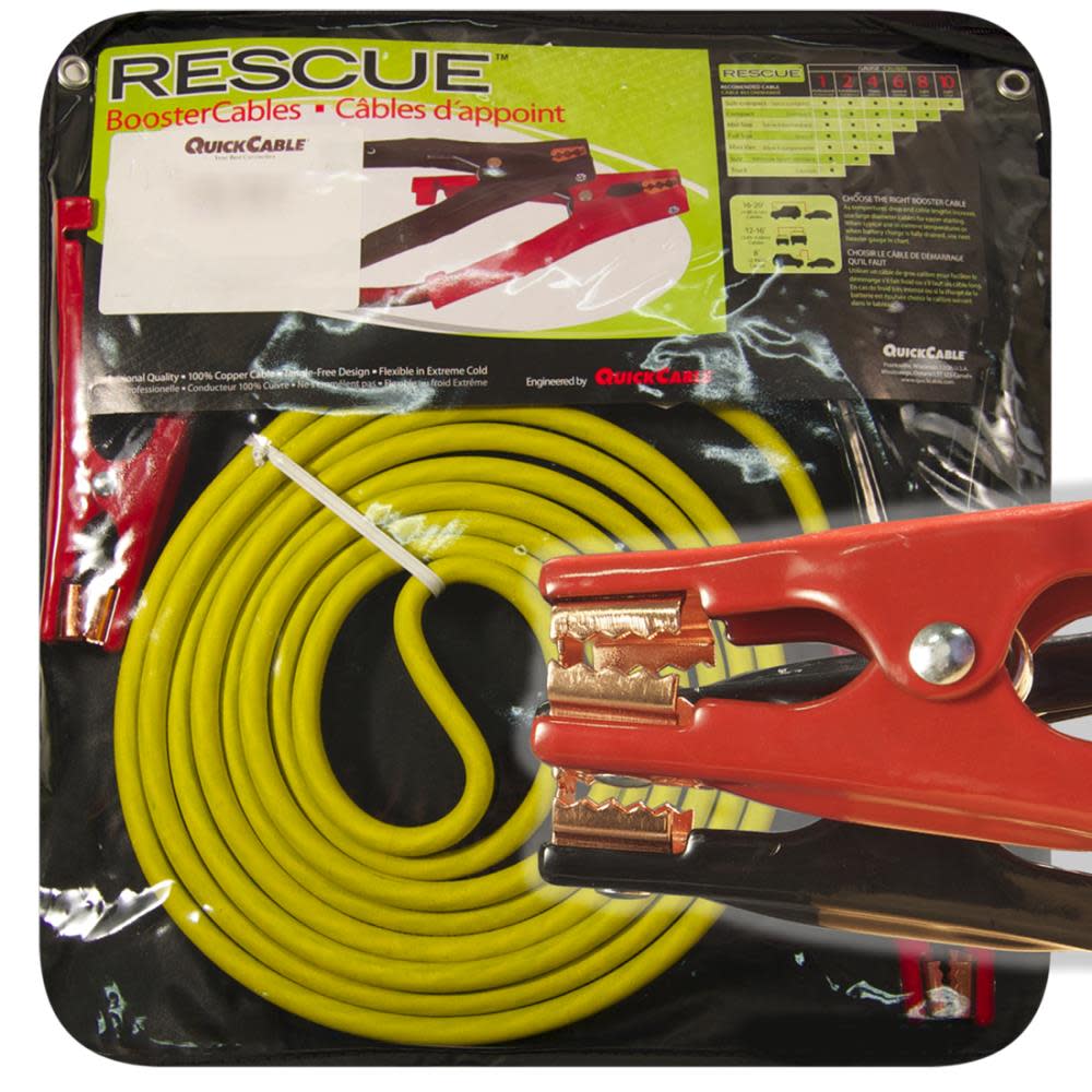 Quick Cable 12 Ft. 1 Gauge 500 Amp RESCUE Mechanic Clamp Heavy Booster Cable - Flockneti