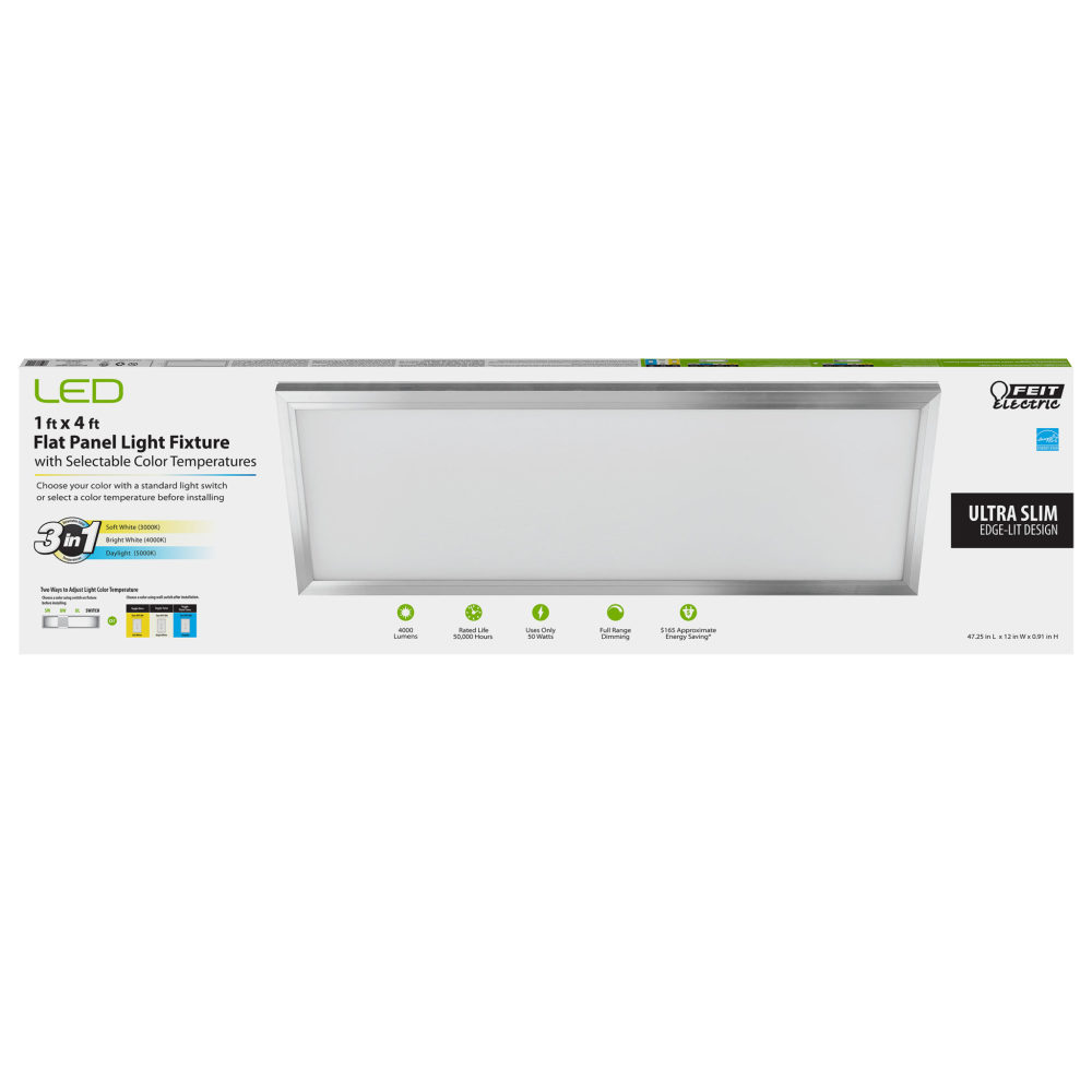 Feit Electric Nickel White Edgelit LED Flat Panel Light Fixture - Flockneti