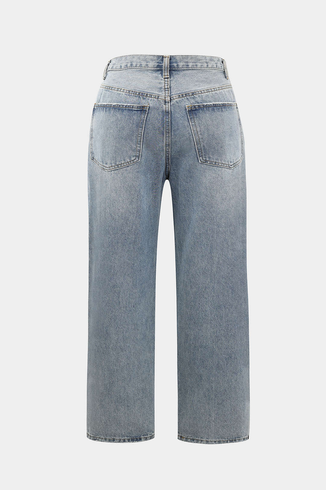 Plus Size Denim Zipper Detail High Waist Straight Leg Jeans - Flockneti
