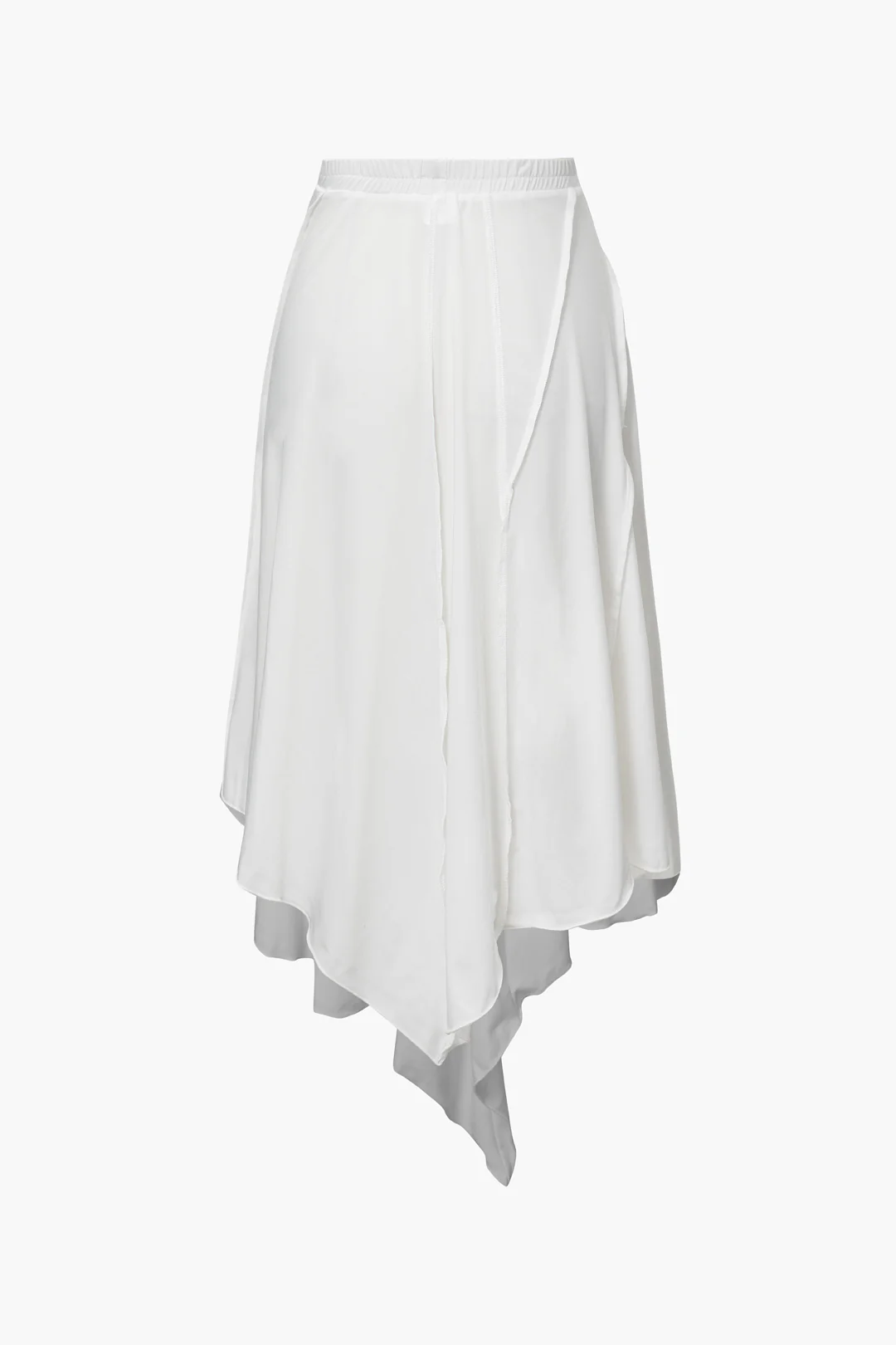 Solid Scallop Edge Asymmetrical Skirt - Flockneti