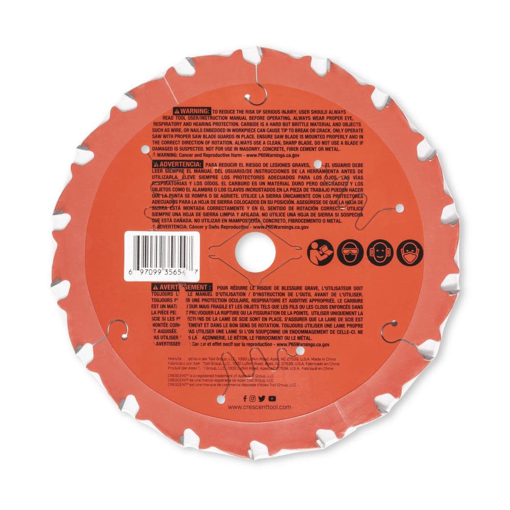 Crescent Circular Saw Blade 6 1/2″ x 18 Tooth NailSlicer Framing - Flockneti