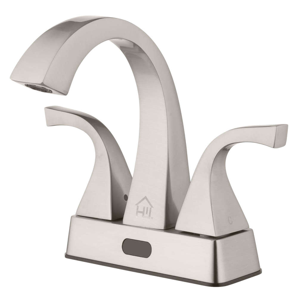 Homewerks Bathroom Sink Faucet Nickel 2 Handle Mid Arc - Flockneti