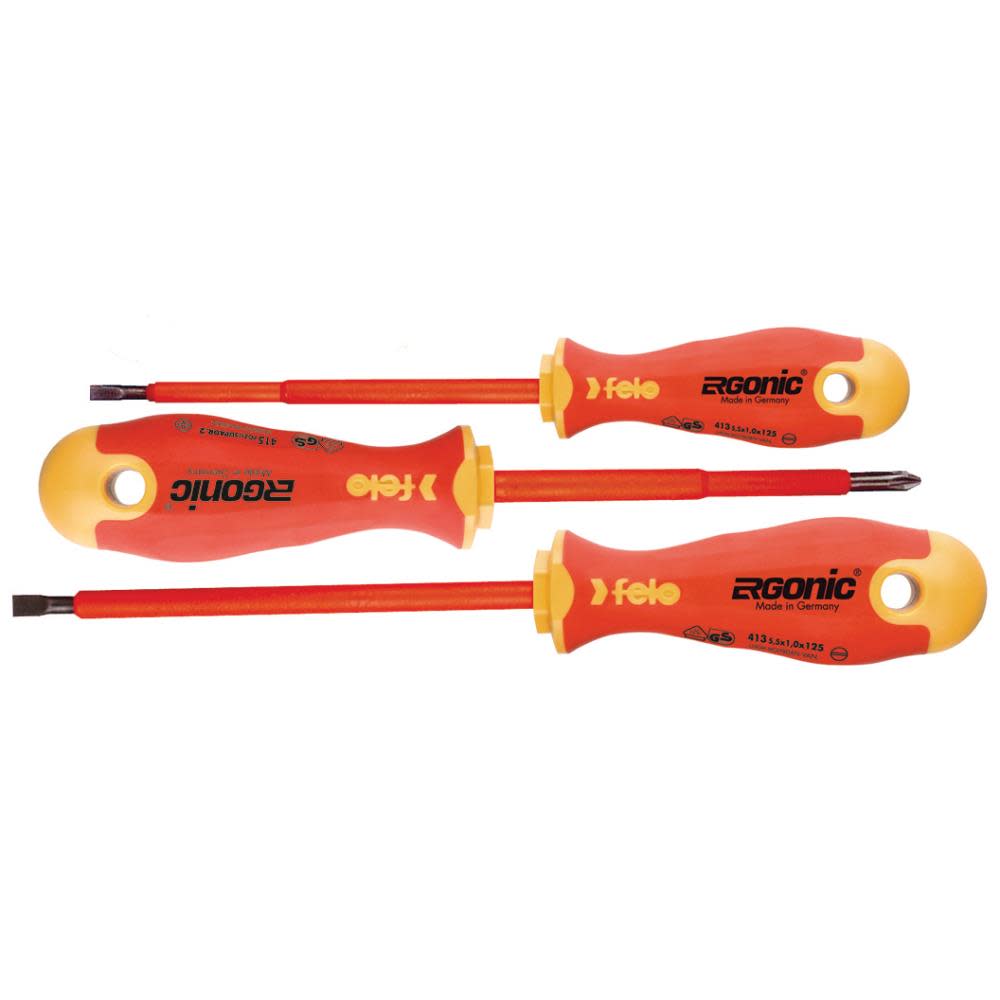 Felo Ergonic Insulated 3 pc. Set Slotted & Phillips - Flockneti