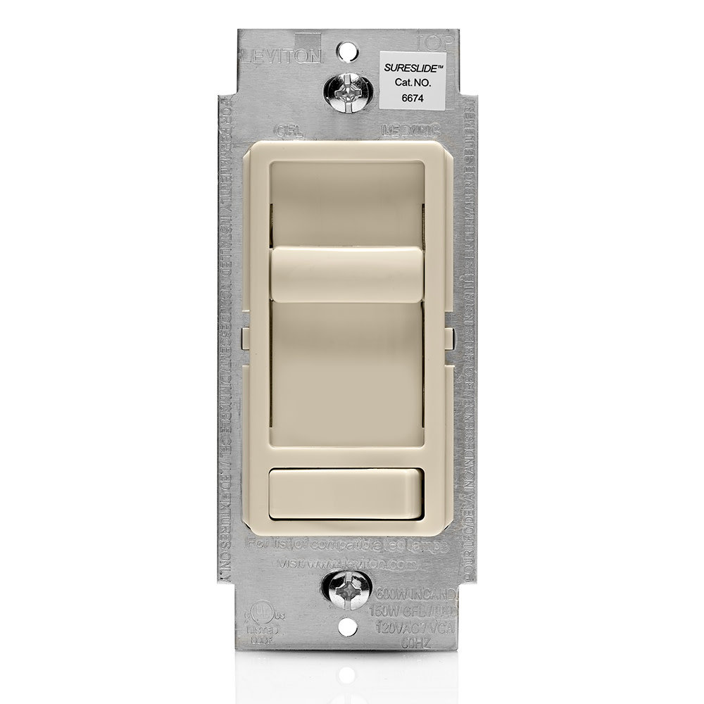 Leviton Almond Incandescent/Halogen Preset Slide Dimmer Switch - Flockneti