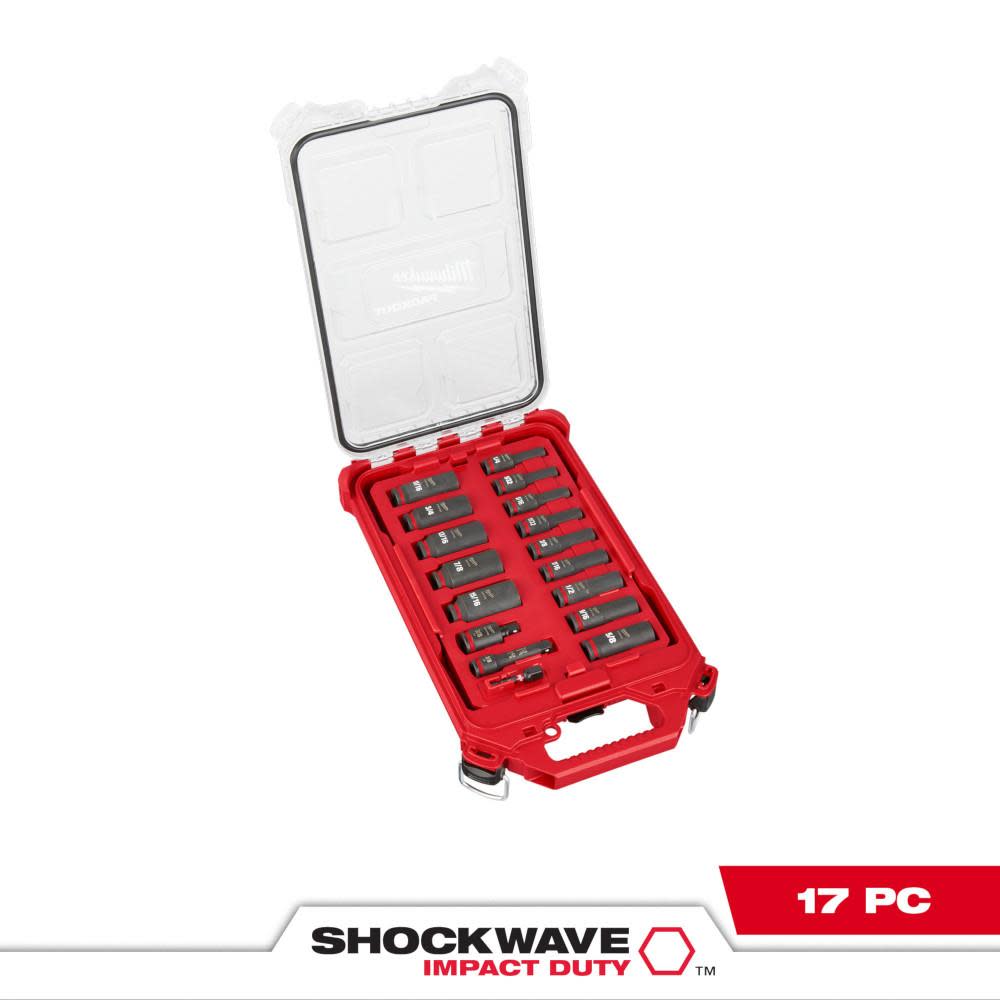 Milwaukee SHOCKWAVE Impact Duty Socket 3/8 Dr 17pc SAE PACKOUT Set - Flockneti