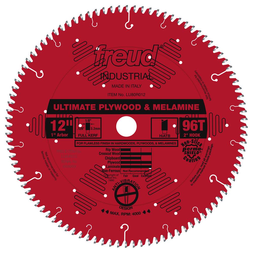 Freud 12 In. x 96T Ultimate Plywood & Melamine Blade - Flockneti