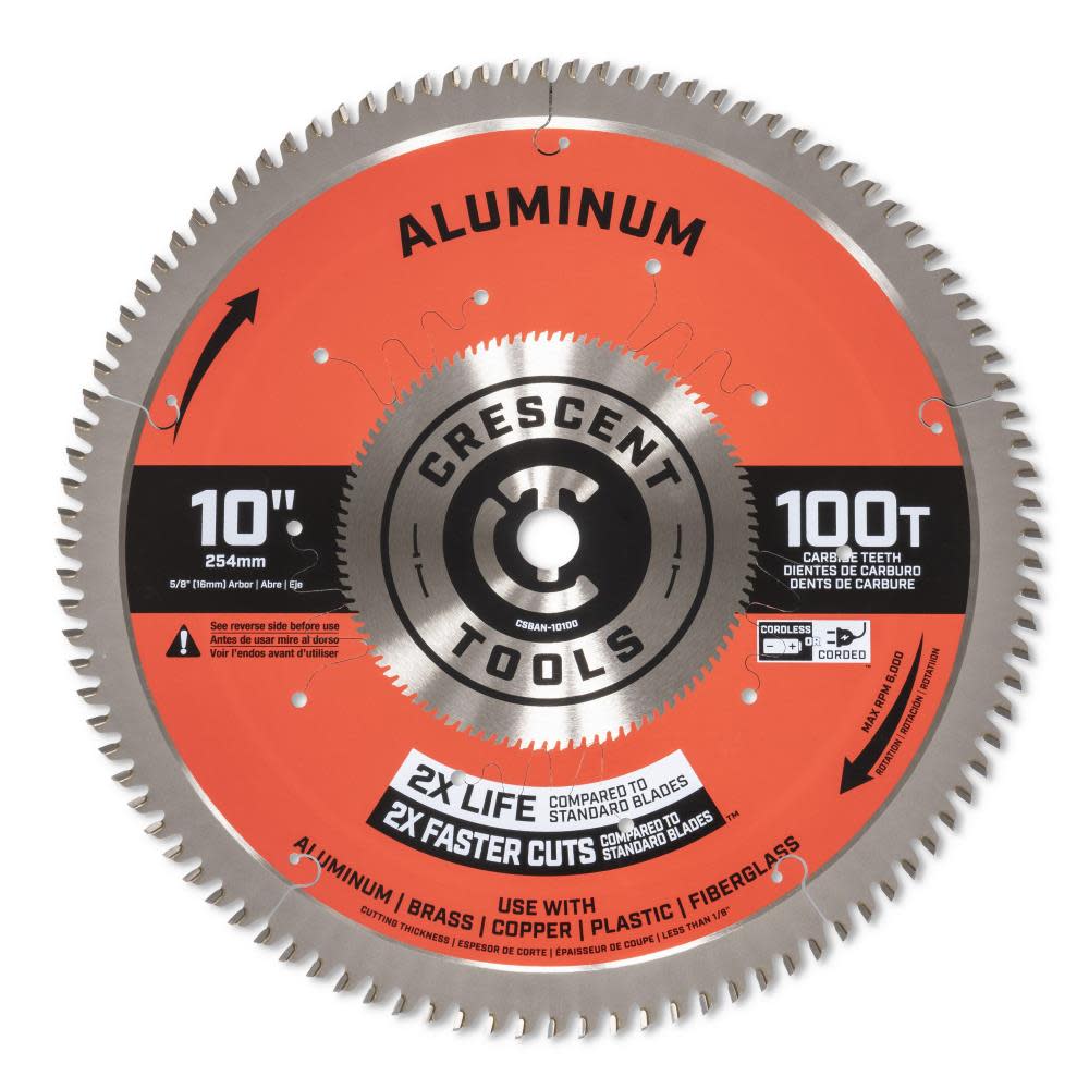 Crescent APEX Circular Saw Blade 10″ X 100 Tooth Thin Aluminum - Flockneti