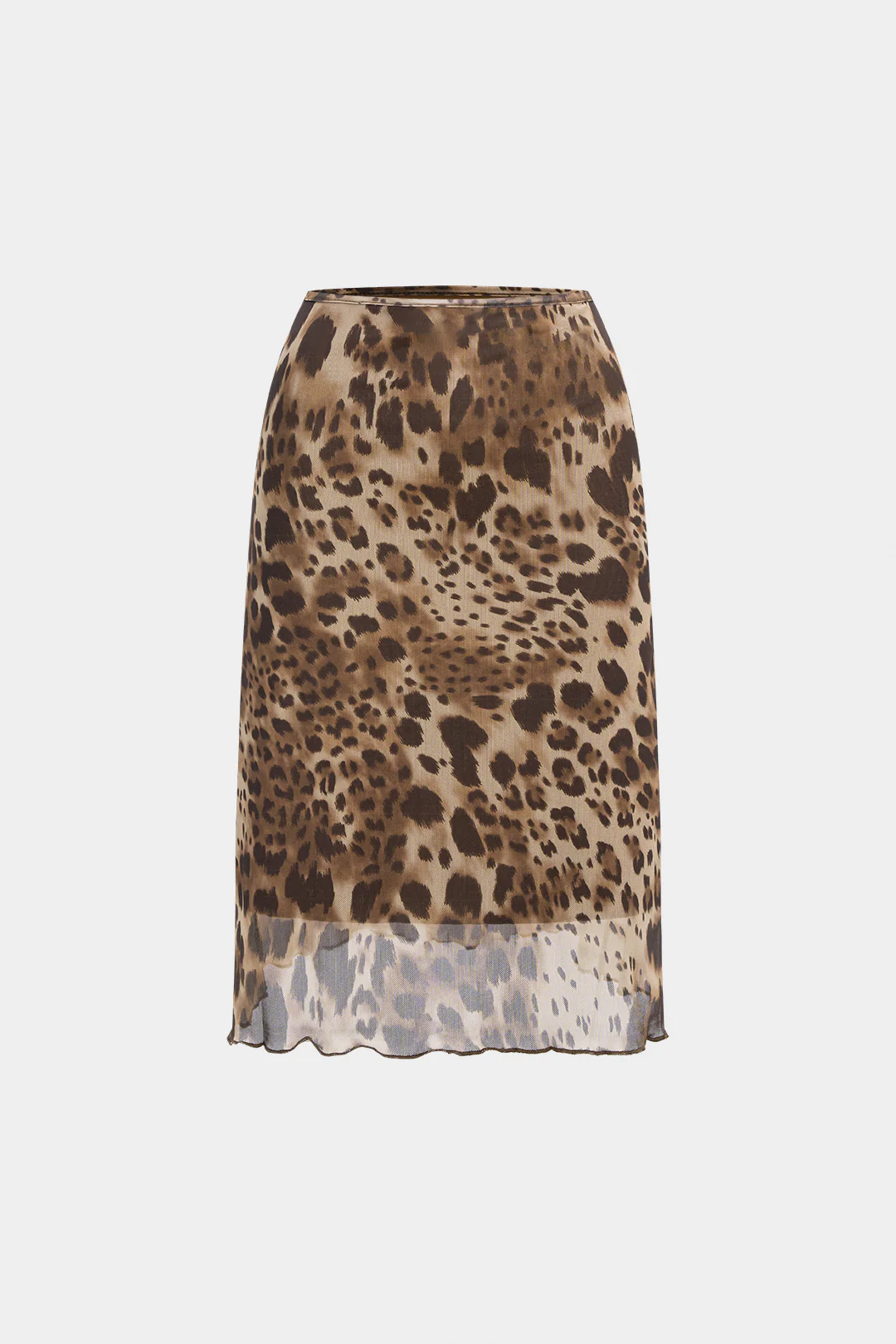 Leopard Print Mesh High Waist Skirt - Flockneti