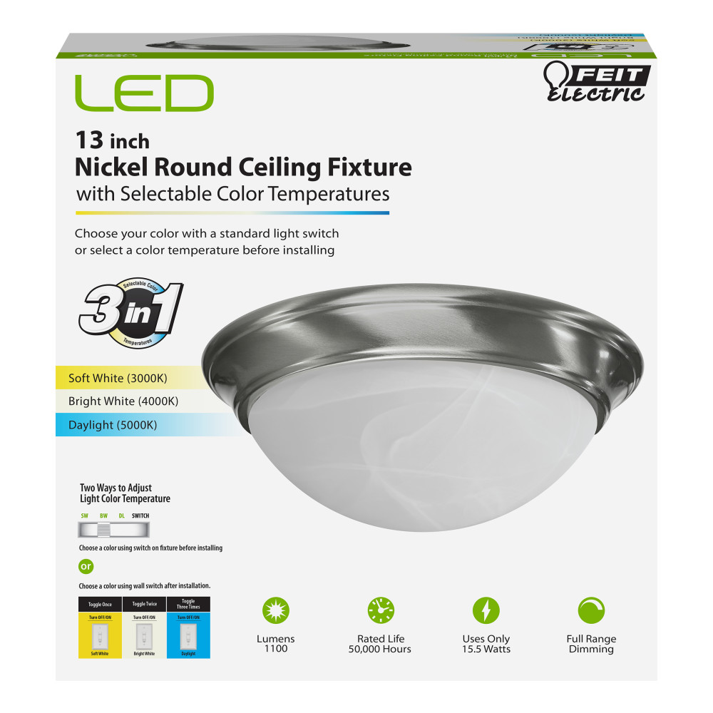Feit Electric 15.5W 1100 Lumens Dome LED Ceiling Light Fixture - Flockneti