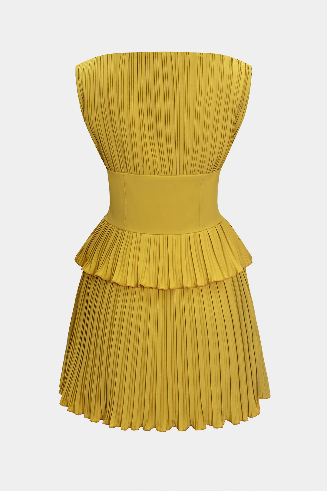 Pleated Patchwork Corset Sleeveless Mini Dress - Flockneti