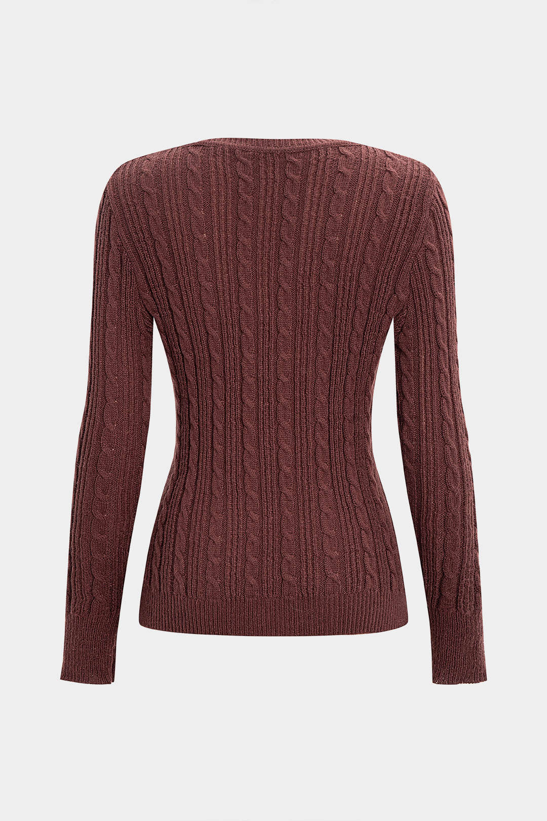 Cable Knit Lace Patchwork V-Neck Long Sleeve Top - Flockneti