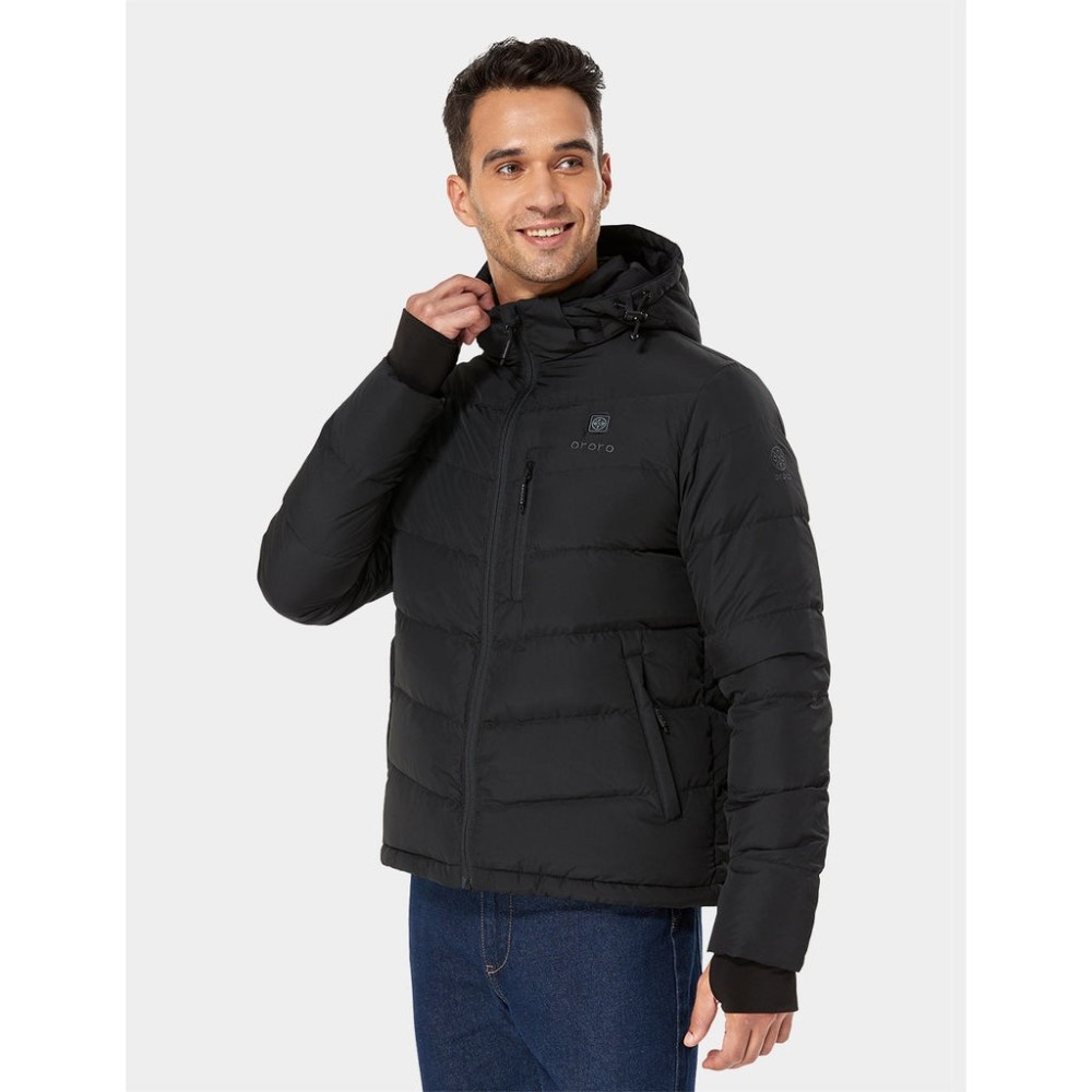 ORORO Mens Black Heated Down Jacket Kit XL - Flockneti