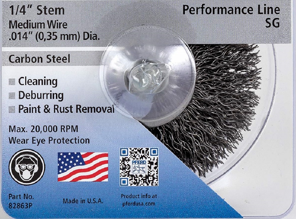 Pferd P.O.P. 3″ Mtd Flared Cup Brush – .014 CS Wire 1/4″ Shank - Flockneti