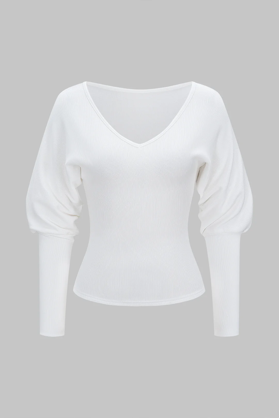 V-Neck Ruched Long-Sleeve Sweatshirt - Flockneti