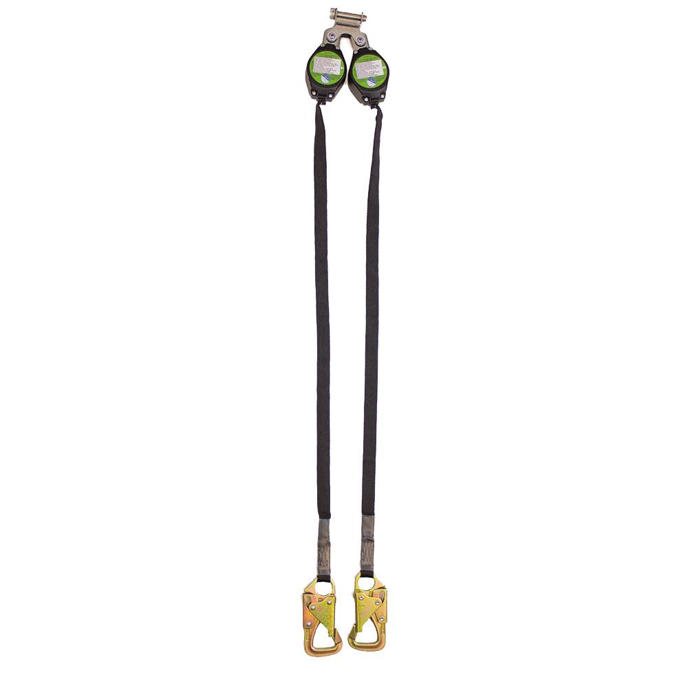 Peakworks Dual Self-Retracting Lifeline (SRL) 2 Snap Hooks Tie-Back Style 9 Ft. L. Black - Flockneti