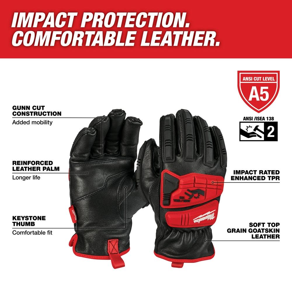 Milwaukee Impact Cut Level 5 Gloves Goatskin Leather - Flockneti