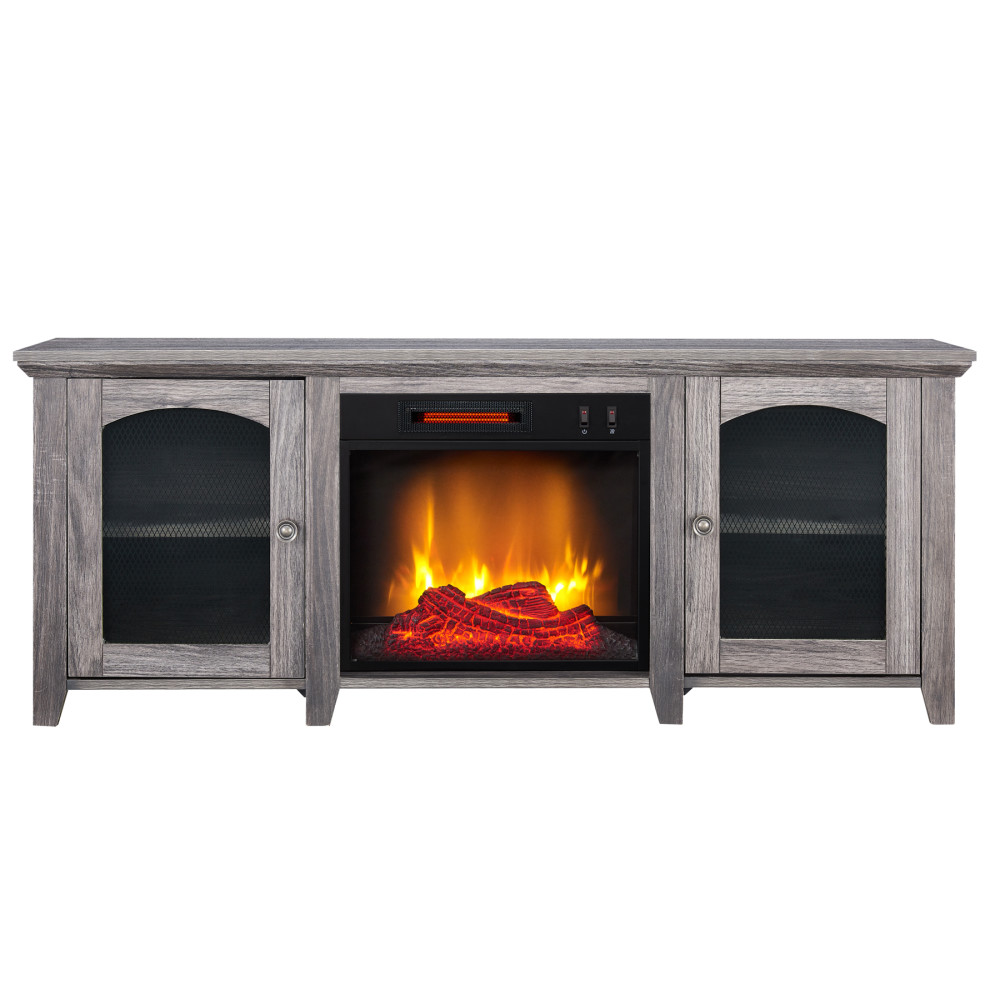 Hearthpro Media Electric Fireplace with Arch Doors - Flockneti