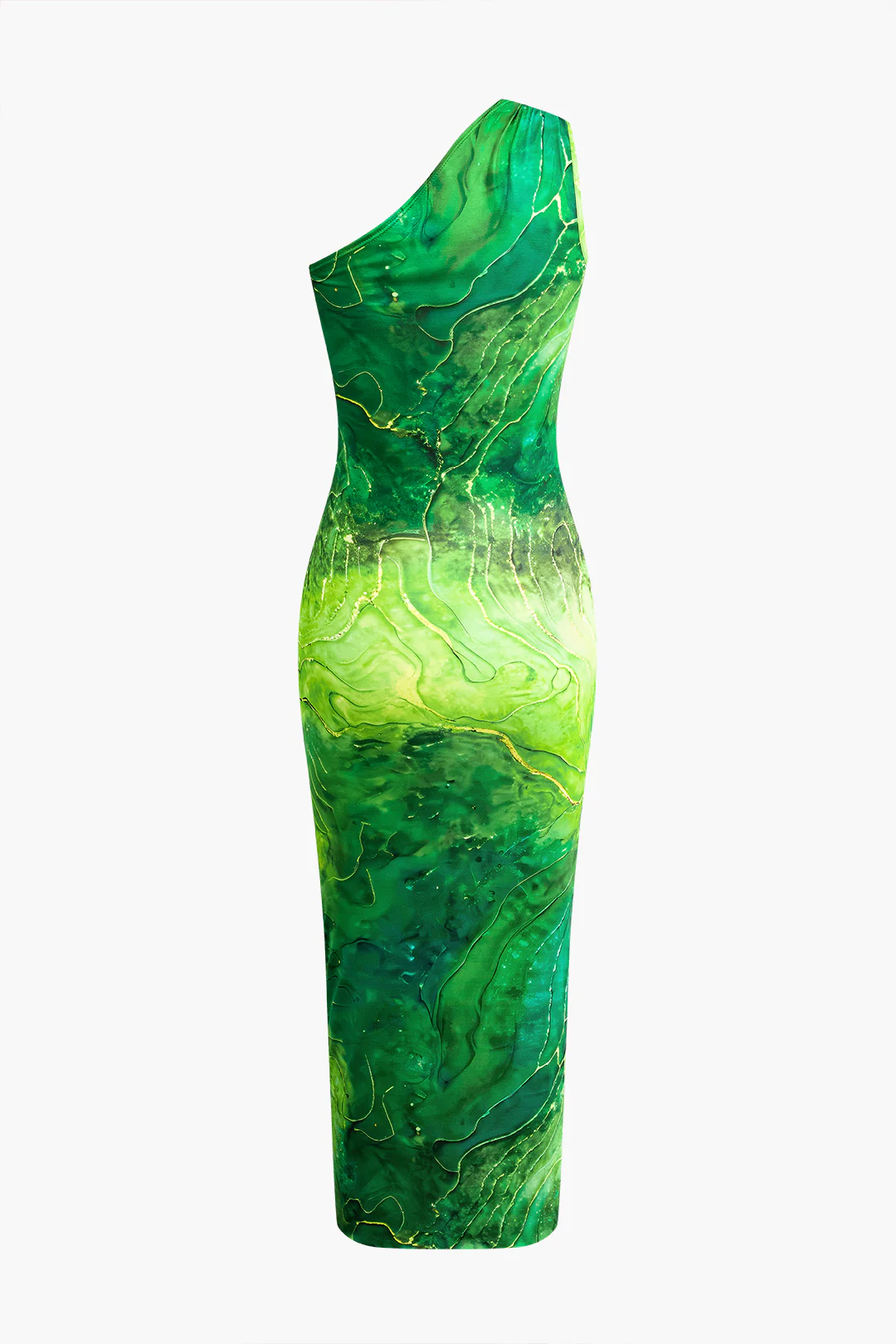 Splatter Print Single Shoulder Asymmetrical Sleeveless Midi Dress - Flockneti