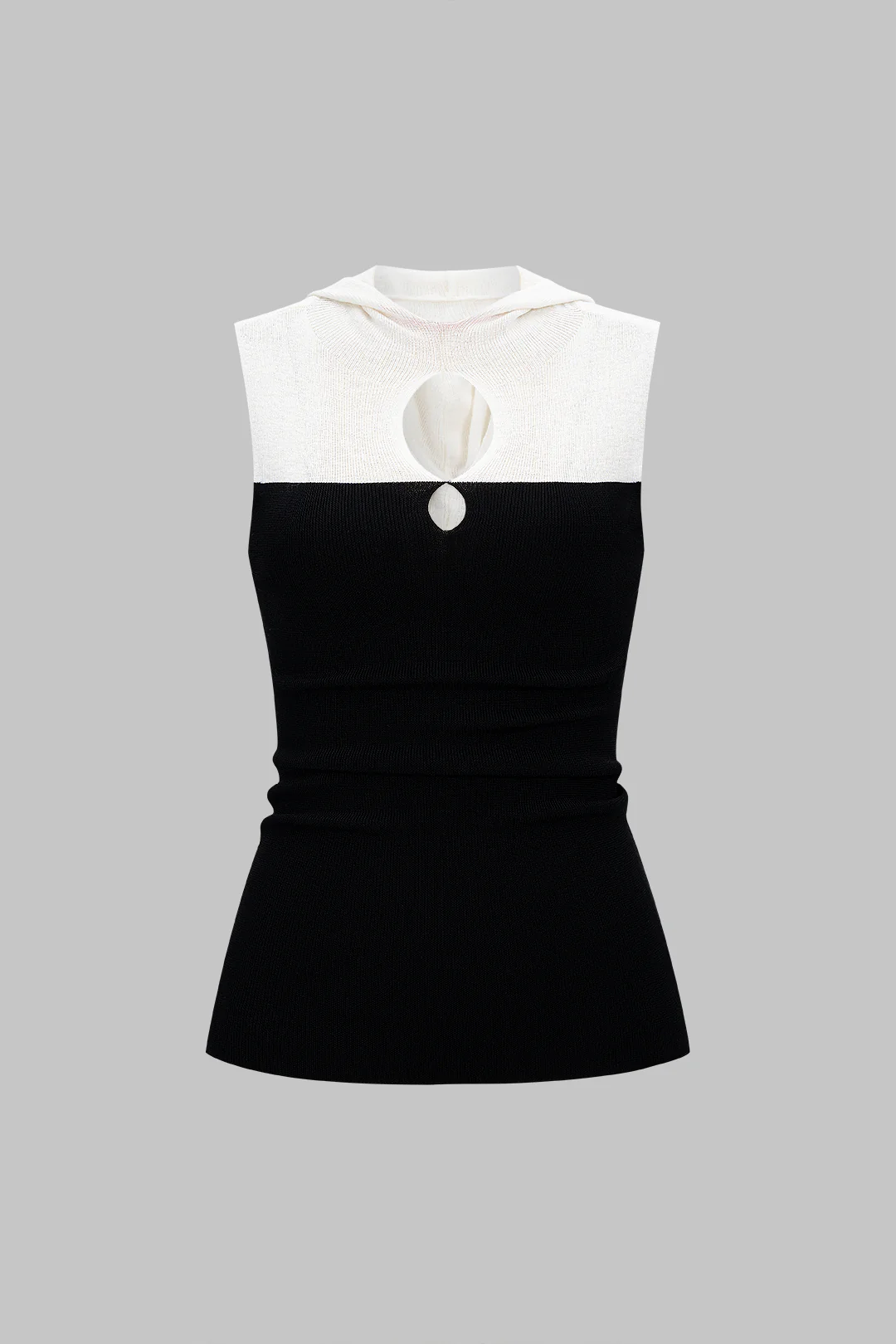 Contrast Cut Out Hooded Tank Top - Flockneti