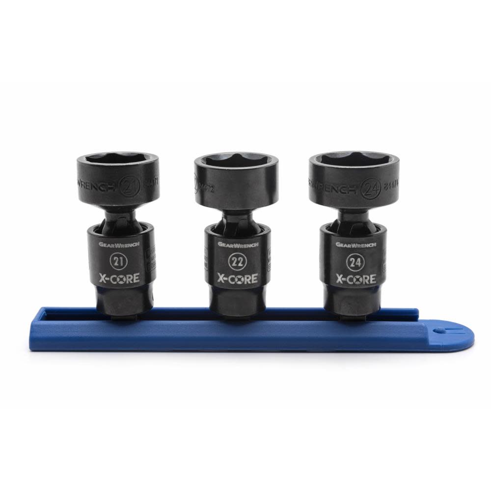 GEARWRENCH Pinless Universal Impact Socket Set 3 Pc 3/8″ Drive 6 Point Metric - Flockneti