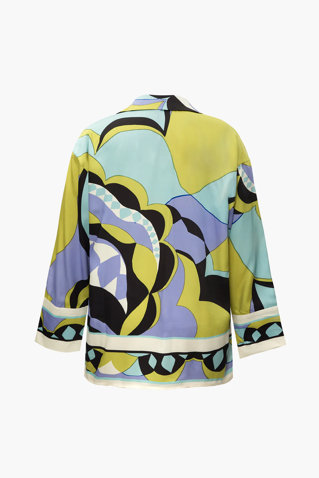 Satin Abstract Print Button Long-Sleeve Shirt - Flockneti
