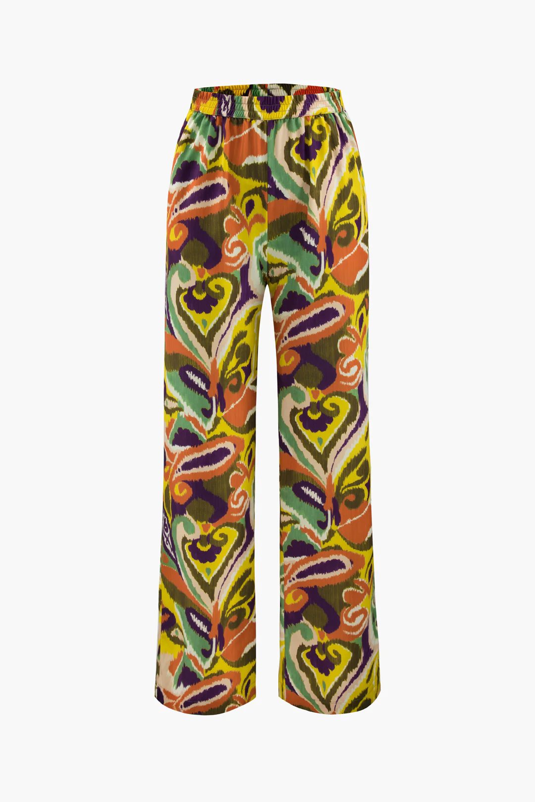 Abstract Contrast Print Straight Leg Pants - Flockneti