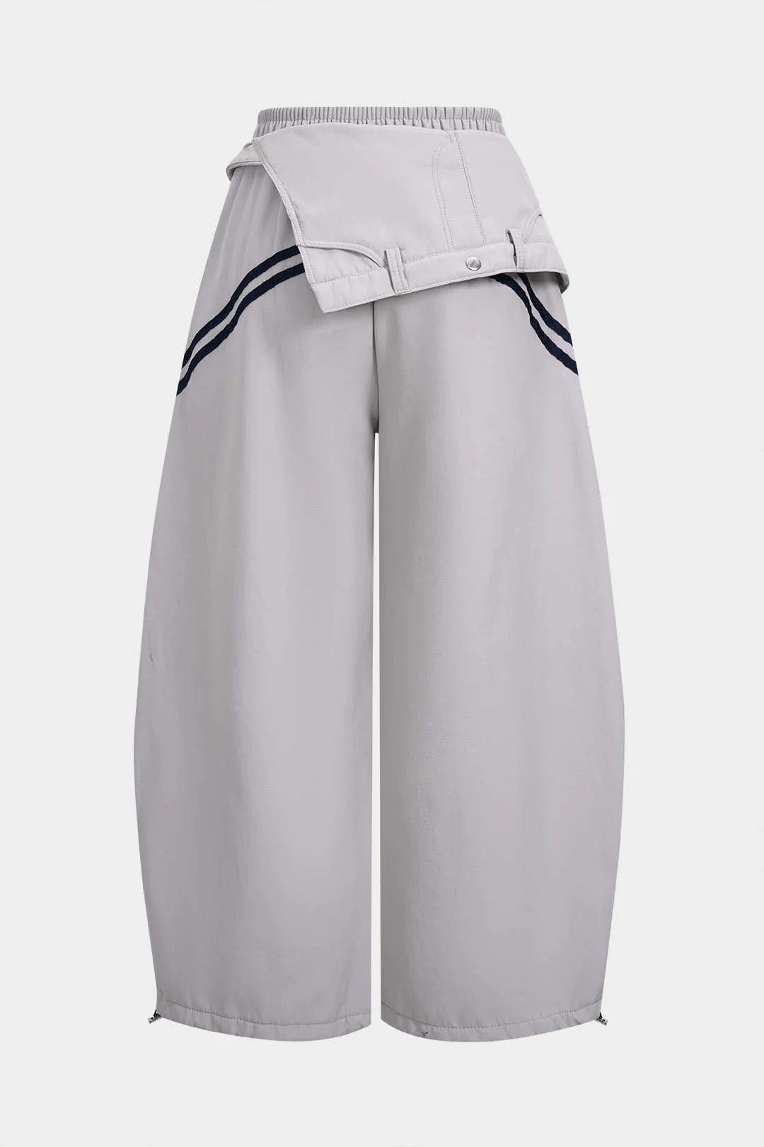 Contrast Embroidery Asymmetrical Drawstring Pants - Flockneti