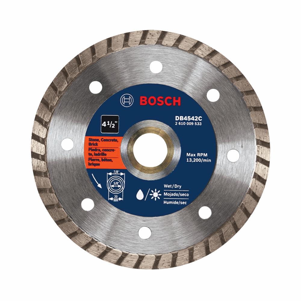 Bosch 4 1/2″ Premium Turbo Rim Diamond Blade for Smooth Cuts - Flockneti