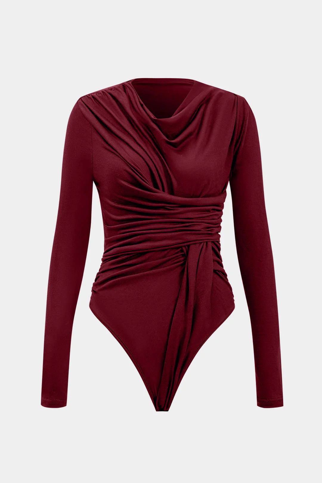 Knit Ruched Long Sleeve Bodysuit - Flockneti