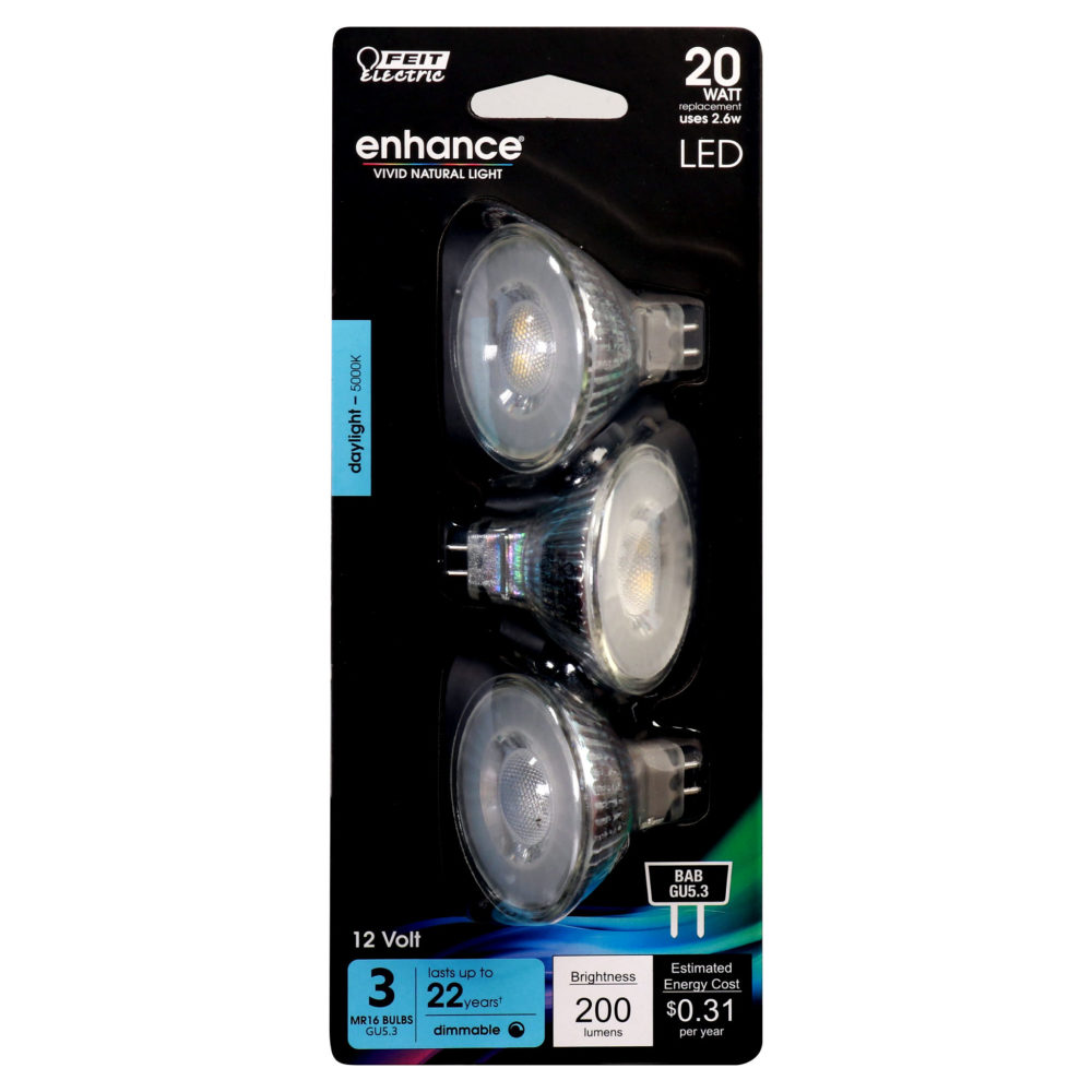 Feit Electric 20W MR16 GU5.3 5000K Reflector LED Bulb 3pk - Flockneti