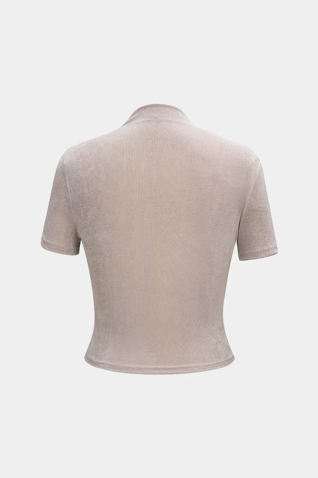 Mock Neck Ruched Short Sleeve T-Shirt - Flockneti