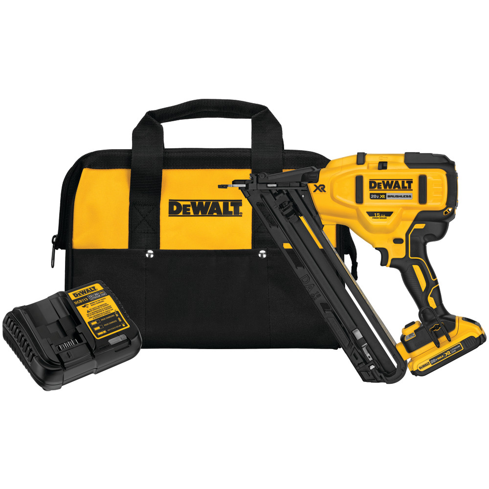 DEWALT 20V MAX XR 15 Gauge Angled Finish Nailer Kit - Flockneti