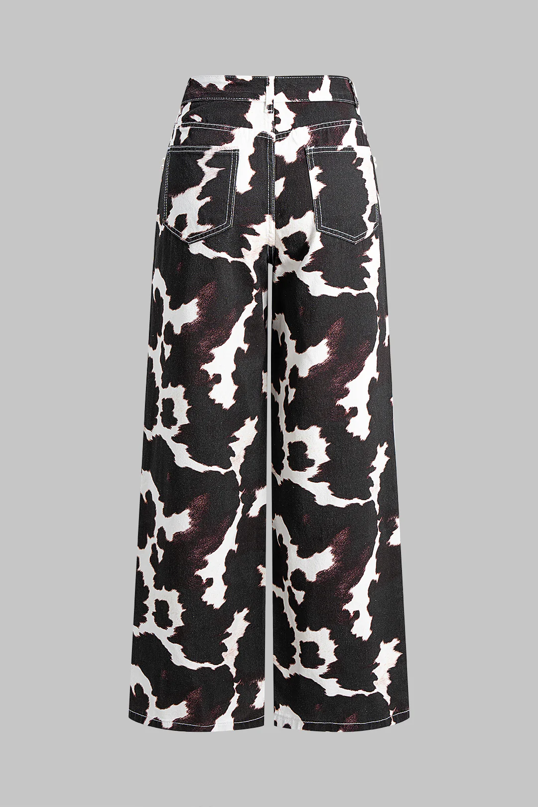 Denim Contrast Print Pearl Decor Jeans - Flockneti