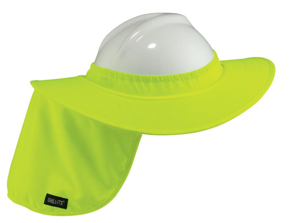 Ergodyne Chill-Its 6660 Lime Hard Hat Brim with Neck Shade - Flockneti